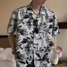 Story 開領度假風V領圖案襯衫