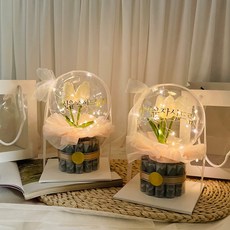 Lovely Farm 香皂花 魔法迷你 花朵氣球 零用錢蛋糕 鬱金香版 2入 + 提袋 2入, 象牙白, 1個