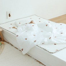 아솜느 듀라론 냉감 아기 이불 + 베개 + 베이직패드 세트, 곰돌이
