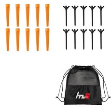 NAYASTYLE 高爾夫塑膠球梯 10p + ABS球梯 10p + 收納袋套組 GFYP-185-4+172-5PU, 橘色, 黑色