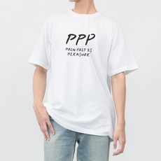 프린트스타 남성용 통기성 PPP 레터링 라운드넥 여름 17수 면 반팔 티셔츠 TSST_103