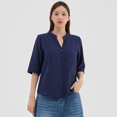 Elsso 女款開襟V領寬鬆版型襯衫