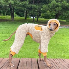 DOGGY STAR 義大利格雷伊獵犬 IG服飾 口袋刷毛連身衣, 芥末黃口袋
