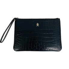 皮革骷髏限定漆皮高爾夫手拿包, 黑色, 1個