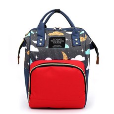 JH Company 大容量雙色印花後背包, 紅色