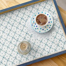 시트나라 데코 꽃무늬 포인트시트지 블루롬보 55-750, 화이트 + 블루