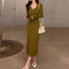 LUNAGIRL 女款Joelan針織連身裙, 綠色