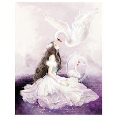 KMELLIE 3D 圓形 鑽石畫 DIY 20 x 30 cm, 天鵝與女人, 1個