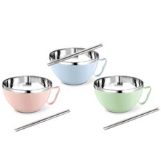 CASANI 義大利麵碗組, 碗(綠色+藍色+粉色), 義大利麵碗 3個+真空筷子 3雙