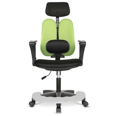 체어포커스 터디 발받침대 요추헤더형 3각팔 블랙바디의자 TD08R, 메쉬 블랙그린