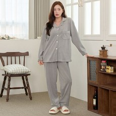 GLAM GONGGAM 情侶款蛋形超柔貂毛長袖兩件式睡衣套裝
