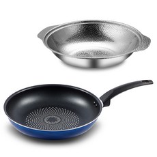 발룬피니 인덕션 겸용 스텐 전골냄비 + 자일란코팅 프라이팬 세트, 혼합색상, 1세트, 전골냄비 24cm + 프라이팬 28cm