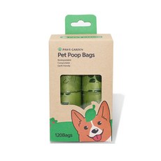 PAWS GARDEN 玉米澱粉生物可分解狗狗便便袋 120入, 混合色, 1套