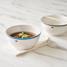 Modern House Simple Line 麵碗 D17.5 2件組, 藍色, 灰色, 1套