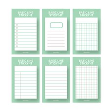 Monolike Sticky 自黏便條紙 基本系列 6件組, GREEN, 1套