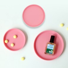 ade.l 圓形矽膠餐盤3件組, 1組, 120mm + 90mm, 粉色