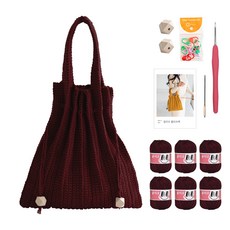 OliO 야나 단색 플리츠백 바늘 부자재포함 DIY 패키지 M, 732 블러디와인, 1세트