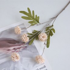 틴코 조화 5송이 꽃, 베이지, 2개