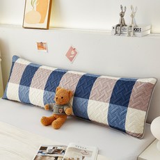 Allode 絎縫插畫長抱枕套, NO 02 藍色格紋