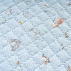 gBEDDING 小鹿北極熊印花鬆緊帶絎縫床墊, 藍色