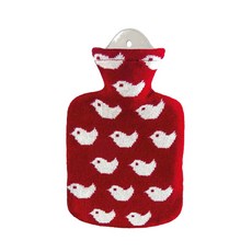 sanger 保溫水袋蒸氣包0.8L針織棉小鳥紅色, 1個