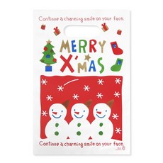 인디케이 스노우맨 손잡이 비닐쇼핑백, 혼합색상, 50개