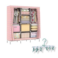 프리미엄 조립식 원룸 비키니 옷장 + 접이식 양말걸이 Y102 세트, 타입4