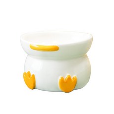 寵物快樂鴨陶瓷高腳餐具 YT_RC449, 白色的, 1個