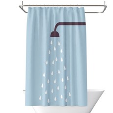 防水浴簾, 藍色, 1個