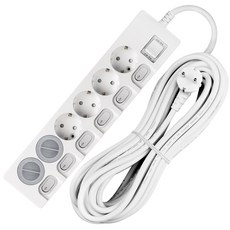 Sweet Home 獨立開關集成省電多抽頭 6 端口 + 安全蓋 2p, 10m, 單一顏色, 1套