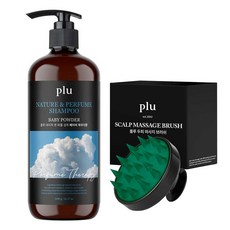plu 香氛洗髮精 爽身粉香+頭皮按摩刷, 1000克, 1套