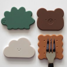 ade.l Rolly 矽膠餐具架 4件組 Pooky, 1套, 熊, 劍龍, 餅乾, 雲朵