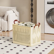 Sonio 附提把多用途折疊洗衣籃, 01 一般 奶油色