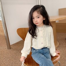 阿爾貝女童安柏蕾絲襯衫 米色