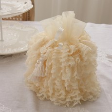 ANDCOTTON Muzzle康康蕾絲圓形面紙盒, 象牙白