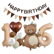 Ionfactory 小熊棕熊生日氣球組 數字 16