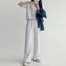 AWAB 女款公路訓練短袖大學T+開衩長褲套裝