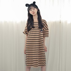 코코드림 단가라 청소년 여자 학생 오버사이즈 원피스 홈웨어 잠옷 91676