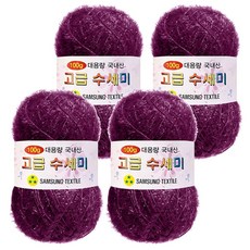 Yarna 100g 大容量高級菜瓜布編織線 4入 + A款印刷圖案 8種組合, 180 紫羅蘭李, 1套