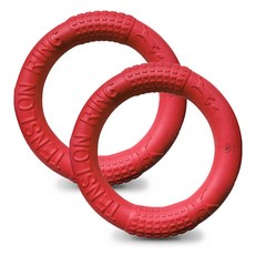 DING DONG PET 狗狗絨毛飛盤環玩具, 紅色, 2個