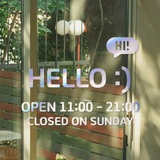 시트메이트 영업시간 윈도우 스티커 + 여분 숫자요일 세트, 홀로그램 + B19