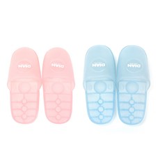 DIAN 透明堵塞浴室鞋, 粉色+藍色, 1組