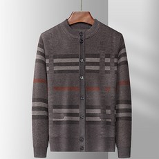 DM 格紋圓領針織開襟衫