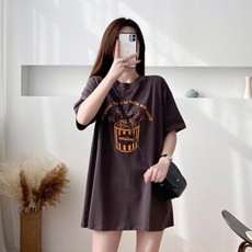 爆米花印花哺乳連身裙