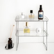 BEESTORE 可折疊壓克力層架化妝品整理託盤, 透明, 2個