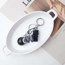 蝴蝶結熊貓咪鑰匙圈, 黑貓, 1個