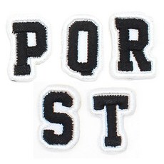 熱接著式 英文 字母 燙布貼 P + Q + R + S + T 套組, 1套, 黑色