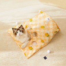 딩동펫 고양이 애니멀 바스락 숨숨집 주머니, 옐로우, 1개