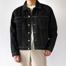 HARRISON HOMME 男款 TM 鈕扣點綴牛仔夾克 37 ICN1029