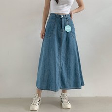 sugarfun Juju 飄逸鬆緊帶長版牛仔A字長裙